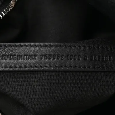 Balenciaga Medium Le Cagole Carry All Bag Black Agneau Arena Leather Silver Hardware