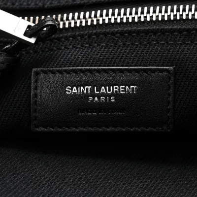 Saint Laurent Large Rive Gauche Tote Black Linen & Calfskin Leather