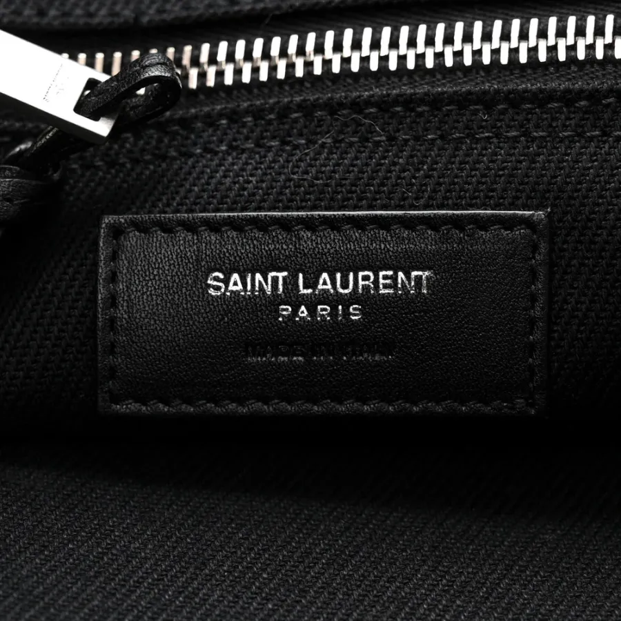 Saint Laurent Large Rive Gauche Tote Black Linen & Calfskin Leather