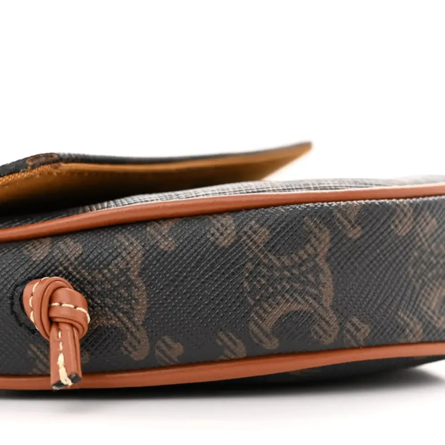 Celine Mini Triangle Crossbody Bag Tan Triomphe Canvas Gold Hardware