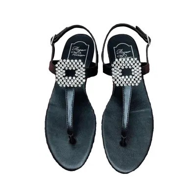 Roger Vivier Viv' By The Sea Sandals In White/Black/Blue/Silver/Brown Leather With Crystal Buckle