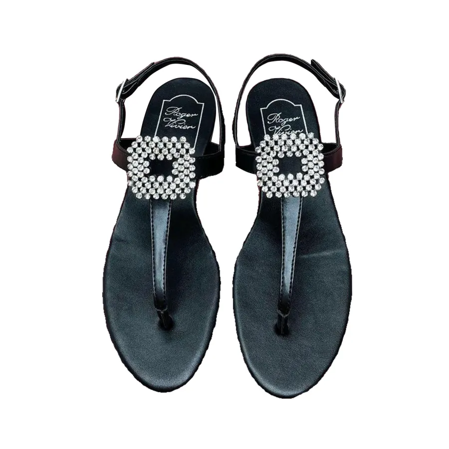 Roger Vivier Viv' By The Sea Sandals In White/Black/Blue/Silver/Brown Leather With Crystal Buckle