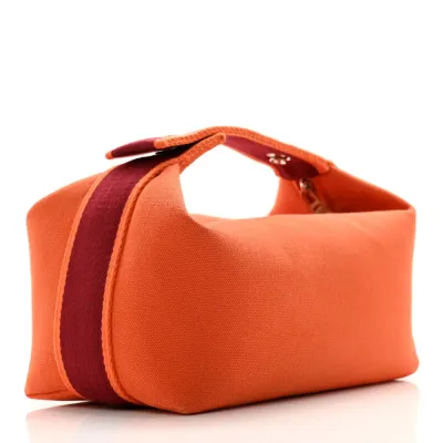 Hermès Bride-à-Brac Pouch Small Orange/Burgundy Canvas