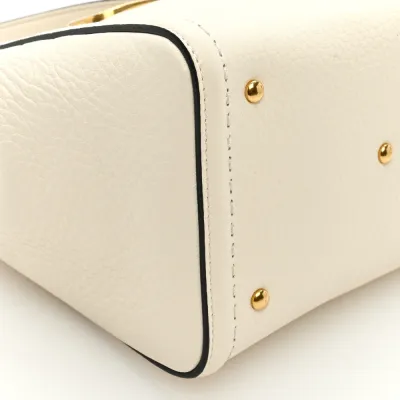 Valentino Garavani Small Alltime Handbag Ivory Soft Grainy Calfskin Leather Gold Hardware