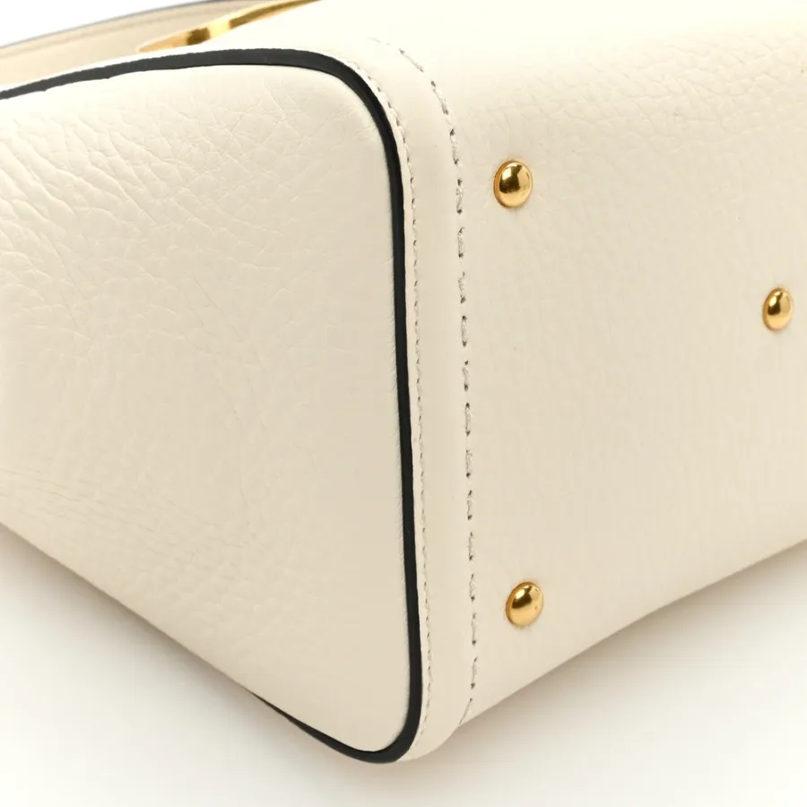 Valentino Garavani Small Alltime Handbag Ivory Soft Grainy Calfskin Leather Gold Hardware