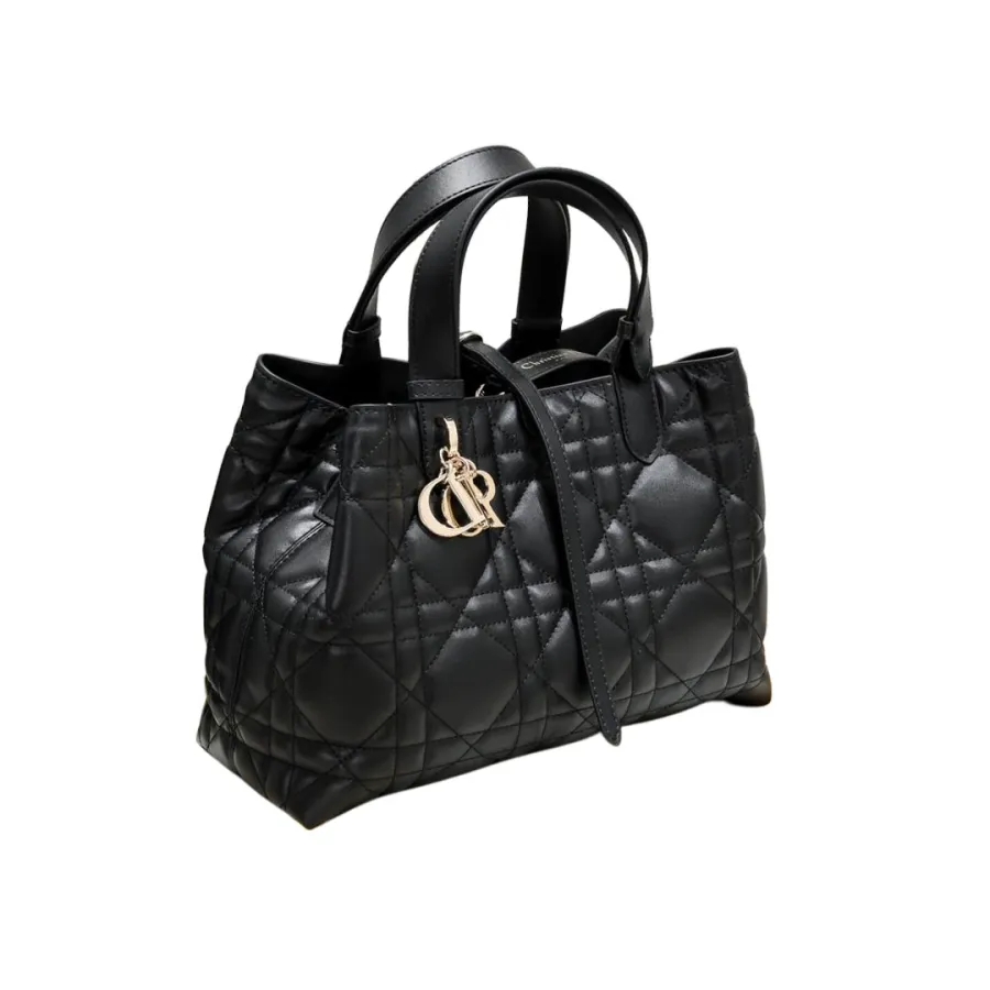 Dior Medium Dior Toujours Bag In Black Macrocannage Calfskin With Gold Hardware
