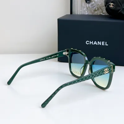 CHANEL square frame glasses blue-green gradient/black color size 65-16-145