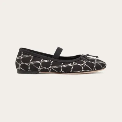 VALENTINO V logo ballet flats with imitation crystal trim