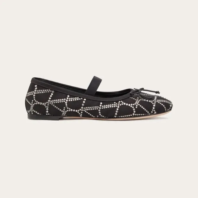 VALENTINO V logo ballet flats with imitation crystal trim