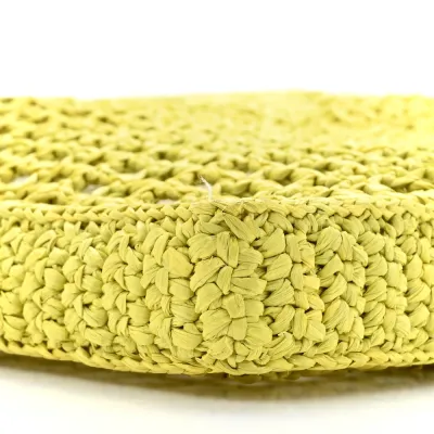 Prada Large Effect Crochet Logo Embroidered Tote Bag Cedro Yarn Raffia