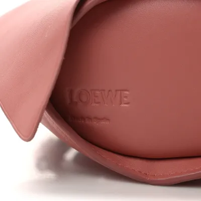 Loewe Bunny Shoulder Bag Small Peach Bloom Calfskin Leather & Shearling Silver Hardware