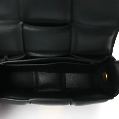 Bottega Veneta Maxi Intreccio Padded Mini Candy Cassette Crossbody Bag Black Lambskin Leather