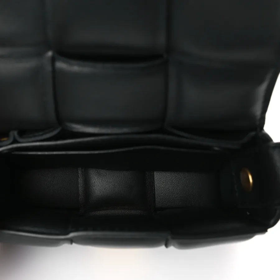 Bottega Veneta Maxi Intreccio Padded Mini Candy Cassette Crossbody Bag Black Lambskin Leather