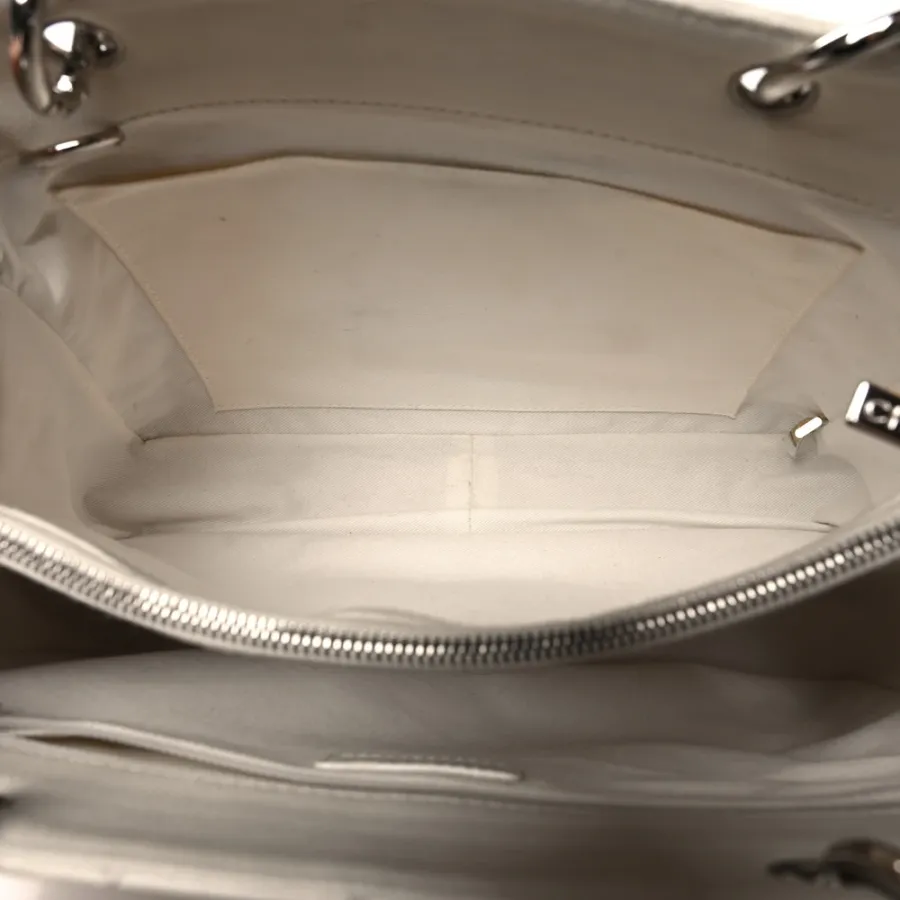 Chanel Grand Shopping Tote (GST) Large White Quilted Caviar Leather Silver Hardware