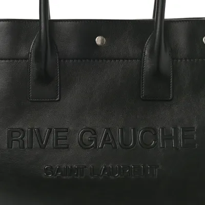 Saint Laurent Small Rive Gauche Tote Black Smooth Calfskin Leather