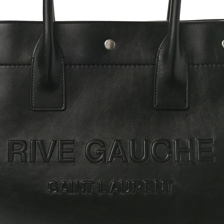 Saint Laurent Small Rive Gauche Tote Black Smooth Calfskin Leather