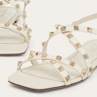 VALENTINO White calfskin sash sandals
