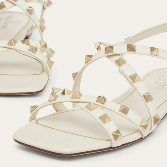 VALENTINO White calfskin sash sandals