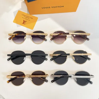Louis Vuitton round frame glasses brown gold/black gold/black/black silver/brown monogram/purple monogram color Size 53口23-145