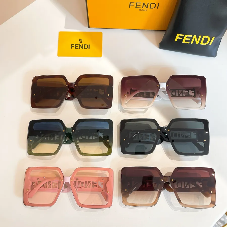 Fendi square frame glasses black/brown/white/pink/green/leopard color Size 55口19-145