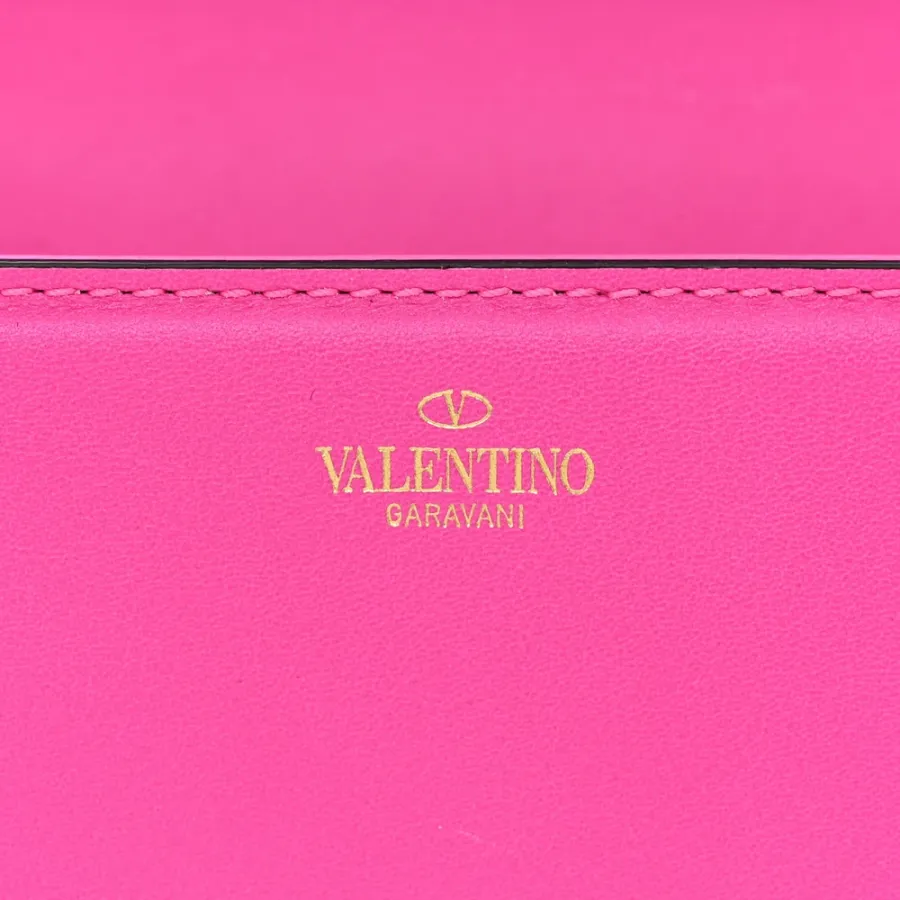 Valentino Garavani Small VLogo Loco Shoulder Bag Pink PP Calfskin Leather Gold Hardware