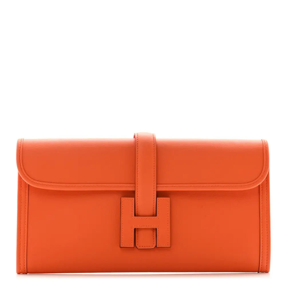 Hermès Jige Elan 29 Clutch em Couro Swift Laranja