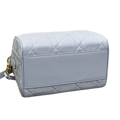 Dior Groove 25 Bag In Ice Blue/White/Pink/Biscuit/Black Macrocannage Calfskin With Gold Hardware