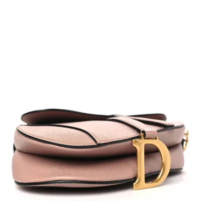 Dior Medium Saddle Bag Fard Grained Calfskin Leather Gold Hardware