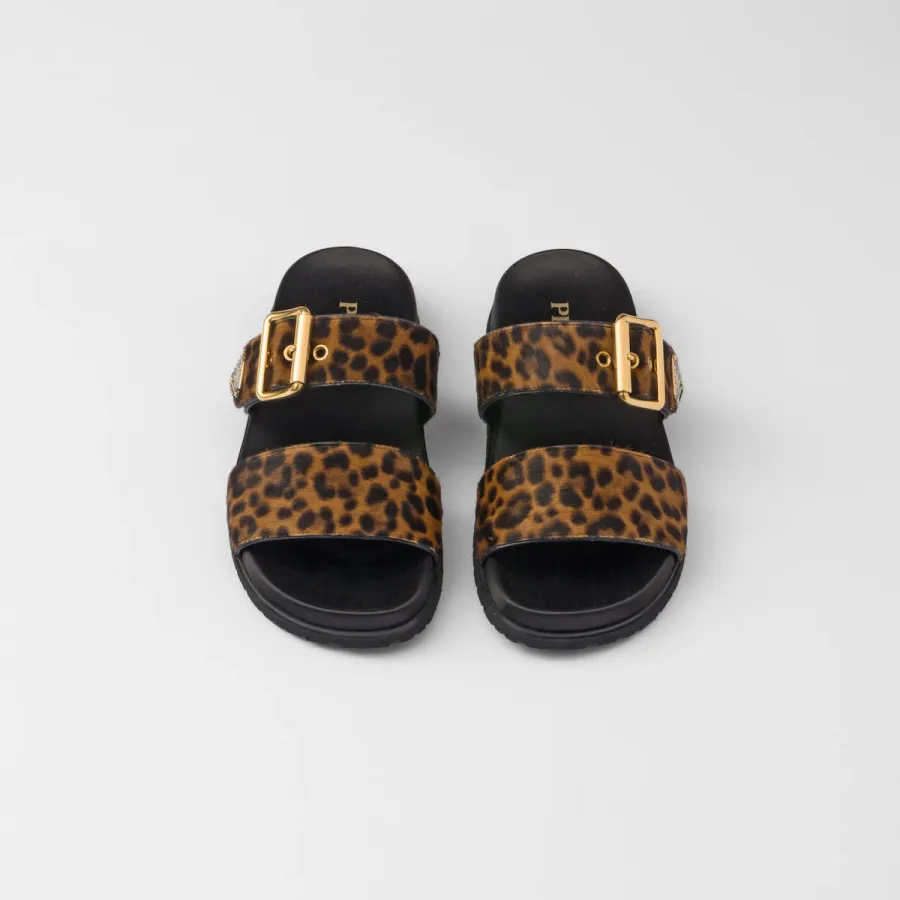 PRADA Printed leather slippers