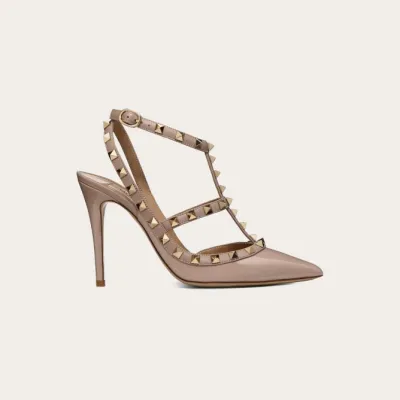 VALENTINO Patent leather lace-up rivet heels