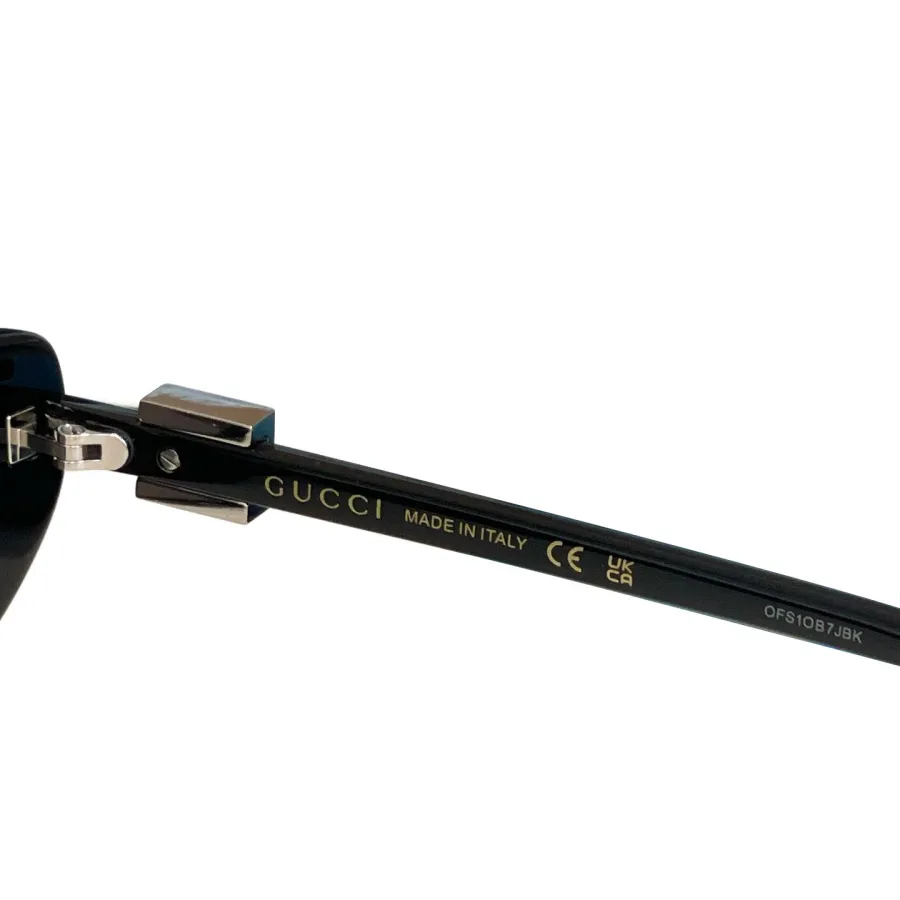 Gucci Oval glasses black silver/leopard gold color Size 52口17-140