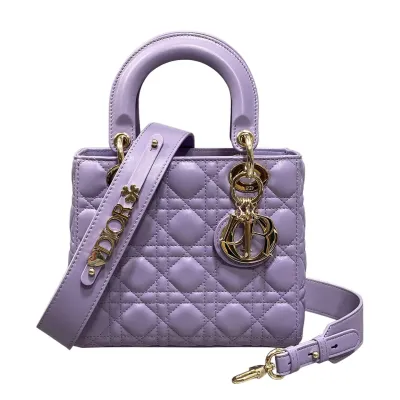 Dior Small My ABCDior Lady Dior Grey/Biscuit/Purple/Pink/Pale Blue/Stone Grey Cannage Lambskin Leather Gold Hardware