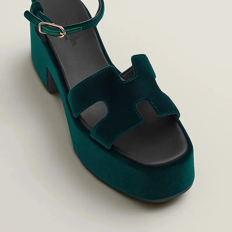 HERMES Jam Green High Heels Sandal