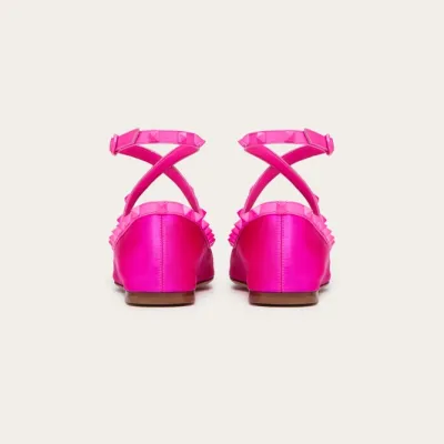 VALENTINO Rivet satin ballet flats shoes