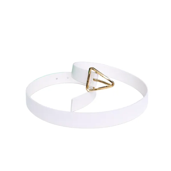 Bottega Veneta Women's Triangle Buckle In Black/White/Beige Calfskin With Gold/Silver Hardware 25mm - Image 8