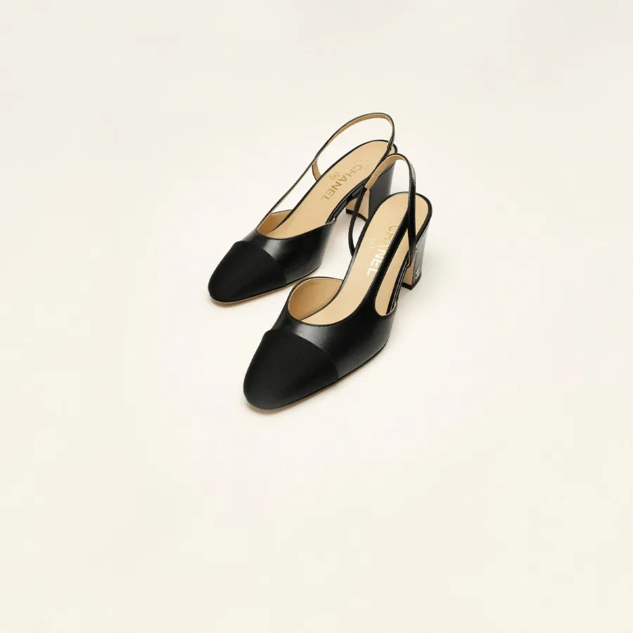 Chanel Rear lace up high heels, sheepskin and satin, black High Heels Sandal