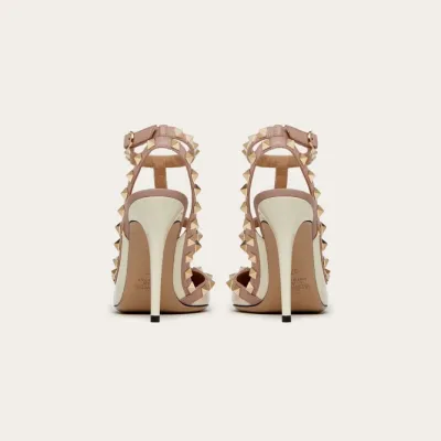 VALENTINO Patent leather lace-up rivet heels