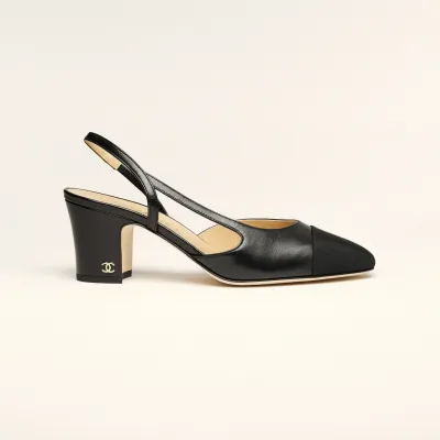 Chanel Rear lace up high heels, sheepskin and satin, black High Heels Sandal