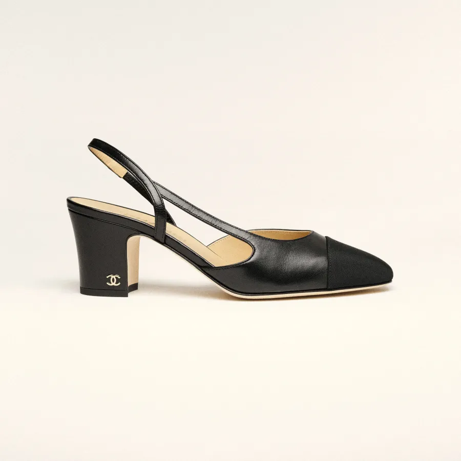 Chanel Rear lace up high heels, sheepskin and satin, black High Heels Sandal