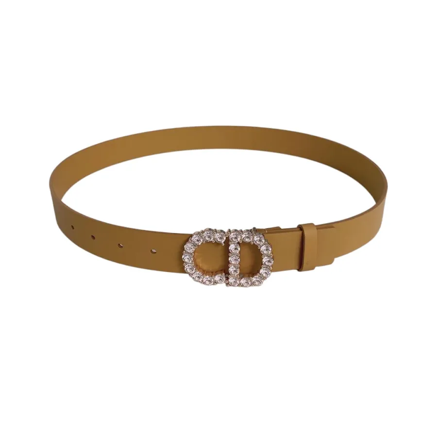Dior Women' s 30 Montaigne Buckle With Crystals Belt In Black/Mustard/White/Blue Calfskin With Gold/Silver Hardware 30mm