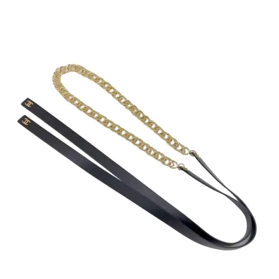 Chanel Women's Chain Belt In Black/White Lambskin With Gold/Silver Hardware