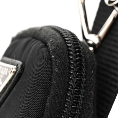 Prada Medium Pocket Double Zip Messenger Bag Black Re Nylon Vela & Saffiano Leather Silver Hardware