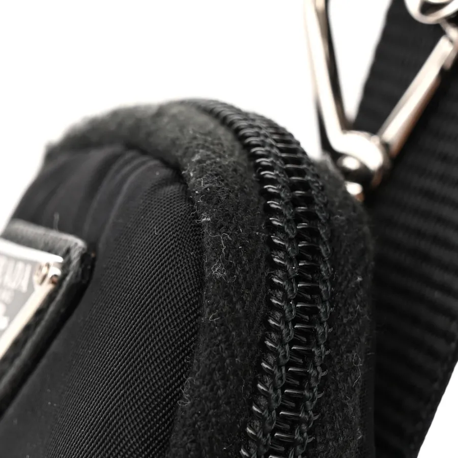 Prada Medium Pocket Double Zip Messenger Bag Black Re Nylon Vela & Saffiano Leather Silver Hardware