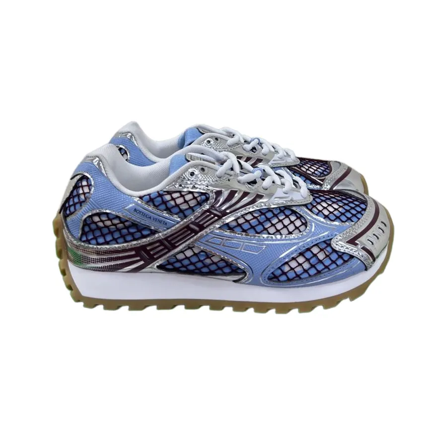 Bottega Veneta Orbit Sneakers In Blue/Red/Silver Technical Fabric And Mesh Lace-Up Sneaker