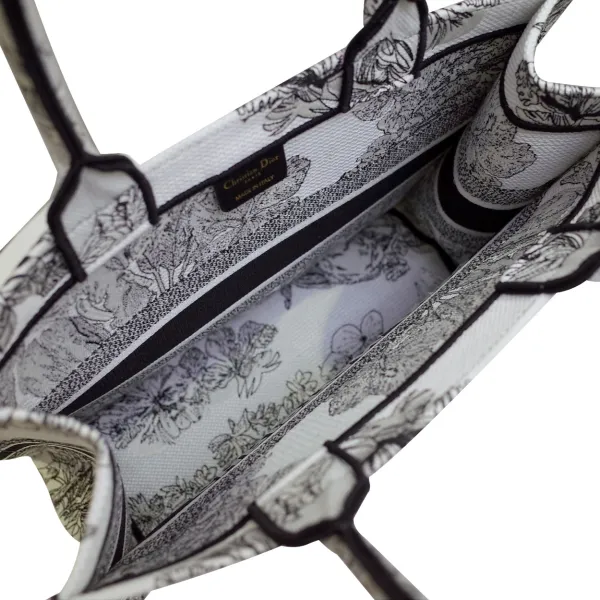 Dior Medium Dior Book Tote In Black Toile De Jouy Embroidered Canvas - Image 4