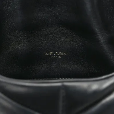 Saint Laurent Mini Loulou Chain Satchel Black Quilted Puffer Monogram Lambskin Leather Ruthenium Hardware