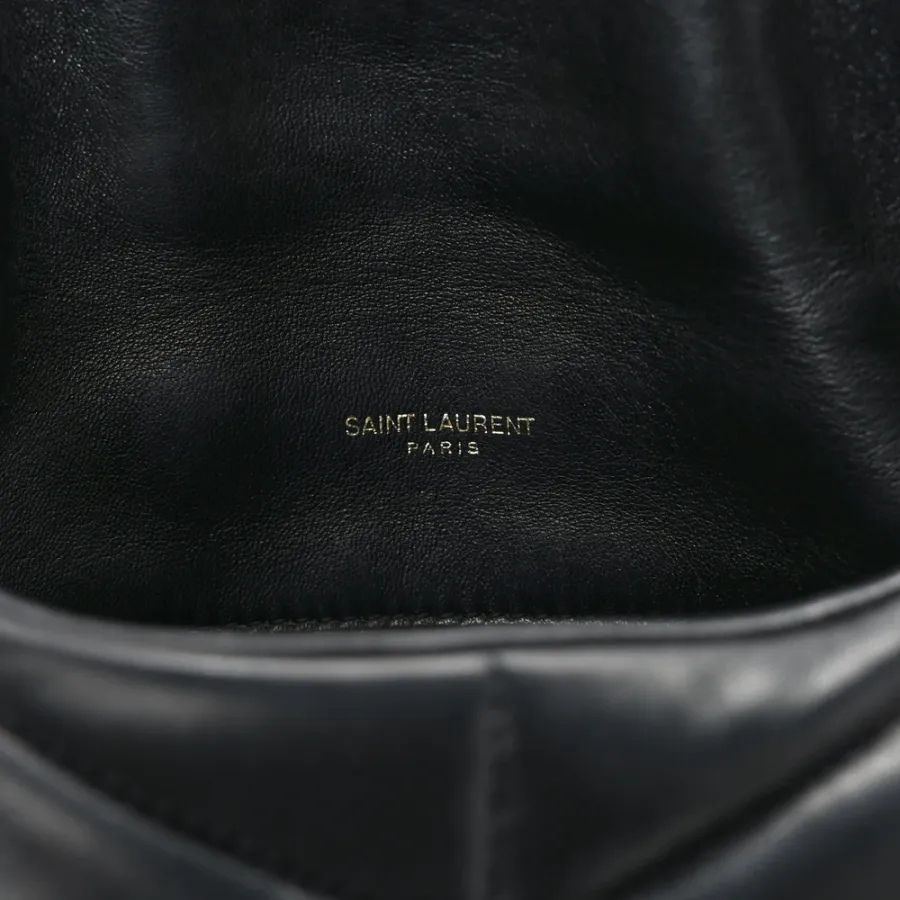 Saint Laurent Mini Loulou Chain Satchel Black Quilted Puffer Monogram Lambskin Leather Ruthenium Hardware