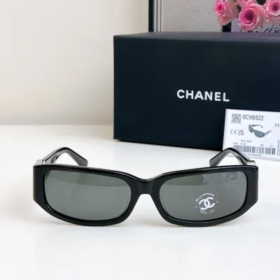 CHANEL square frame glasses black silver color size 56-18-137
