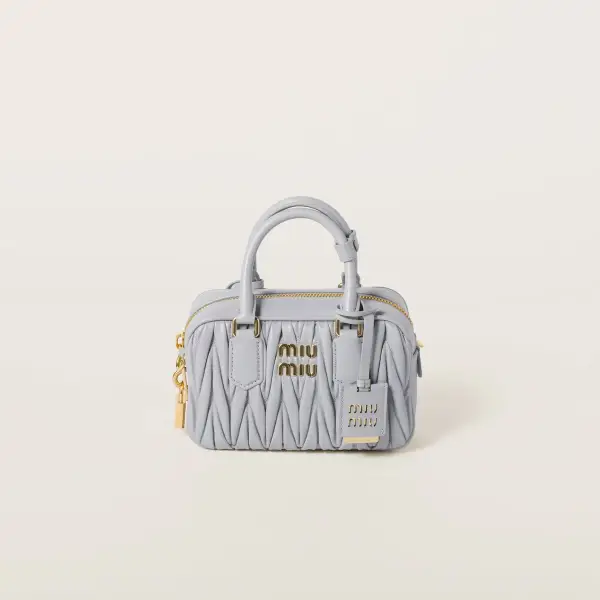 Miu Miu Arcadie matelassé Quilted Lambskin Leather Blue Top-Handle Bags