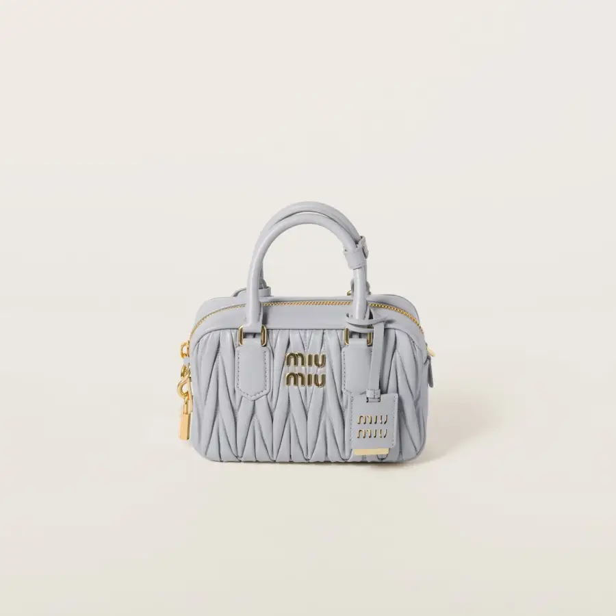 Miu Miu Arcadie matelassé Quilted Lambskin Leather Blue Top-Handle Bags